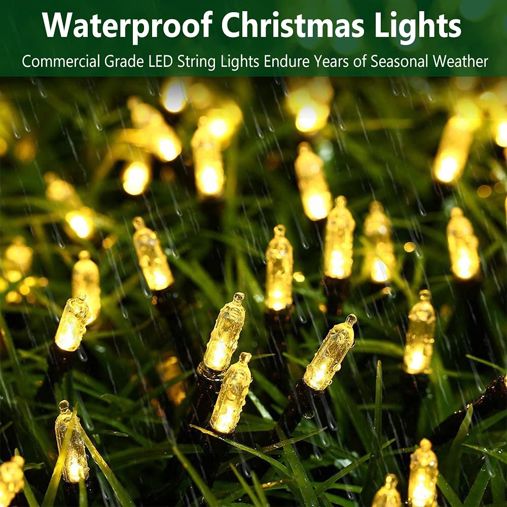 HoliDecor lights on a porch at night providing weather-resistant outdoor decoration