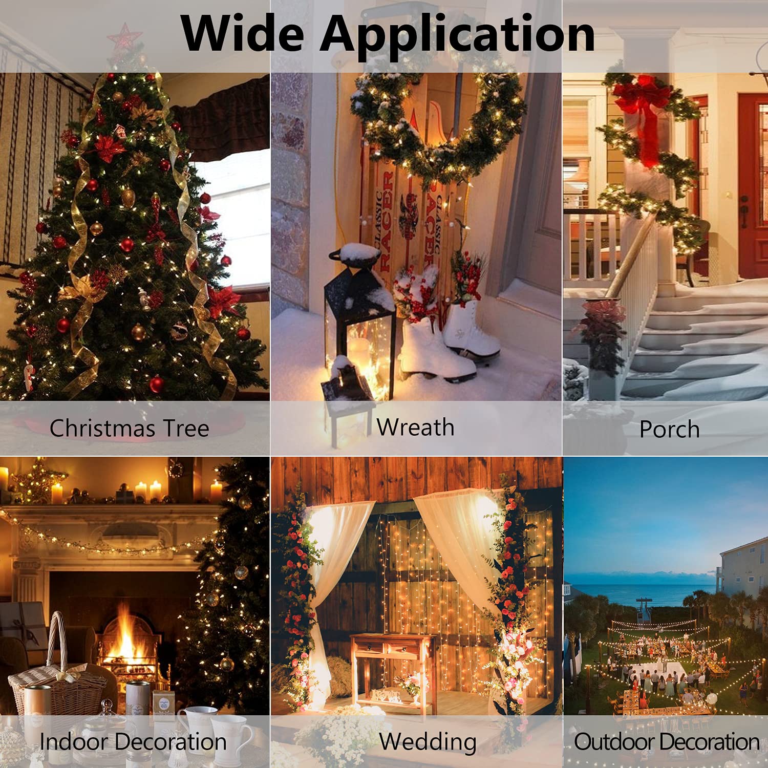 HoliDecor lights styled on a wreath and garland creating romantic festive accents