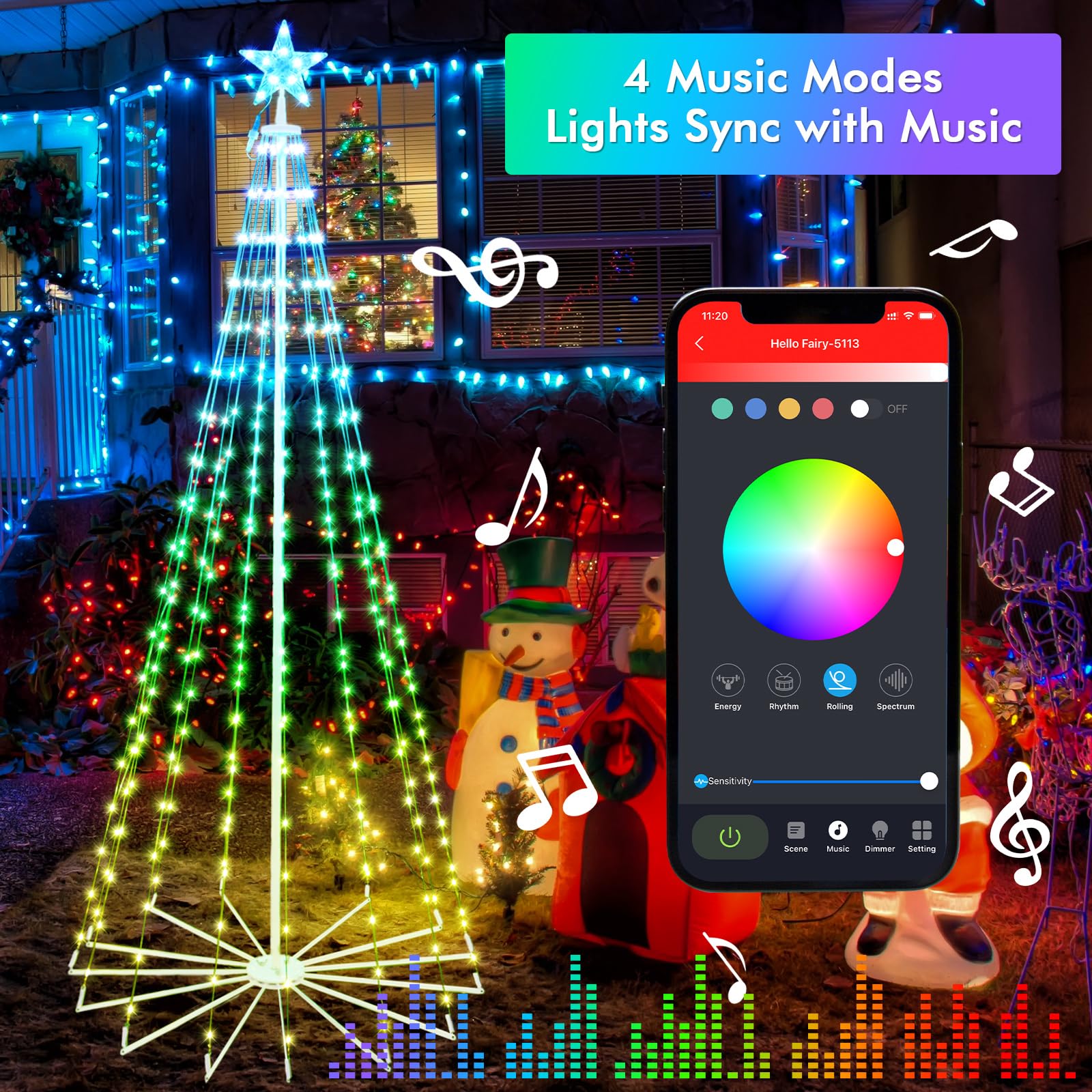 HOLILLUMA remote and Hello Fairy app on phone showing intuitive light control options