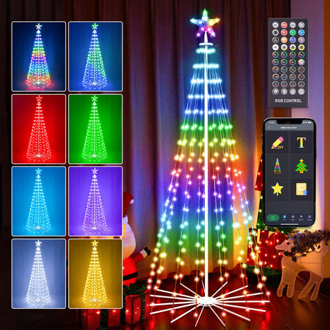 HOLILLUMA front view of pre-lit tree showing full shape and curb appeal