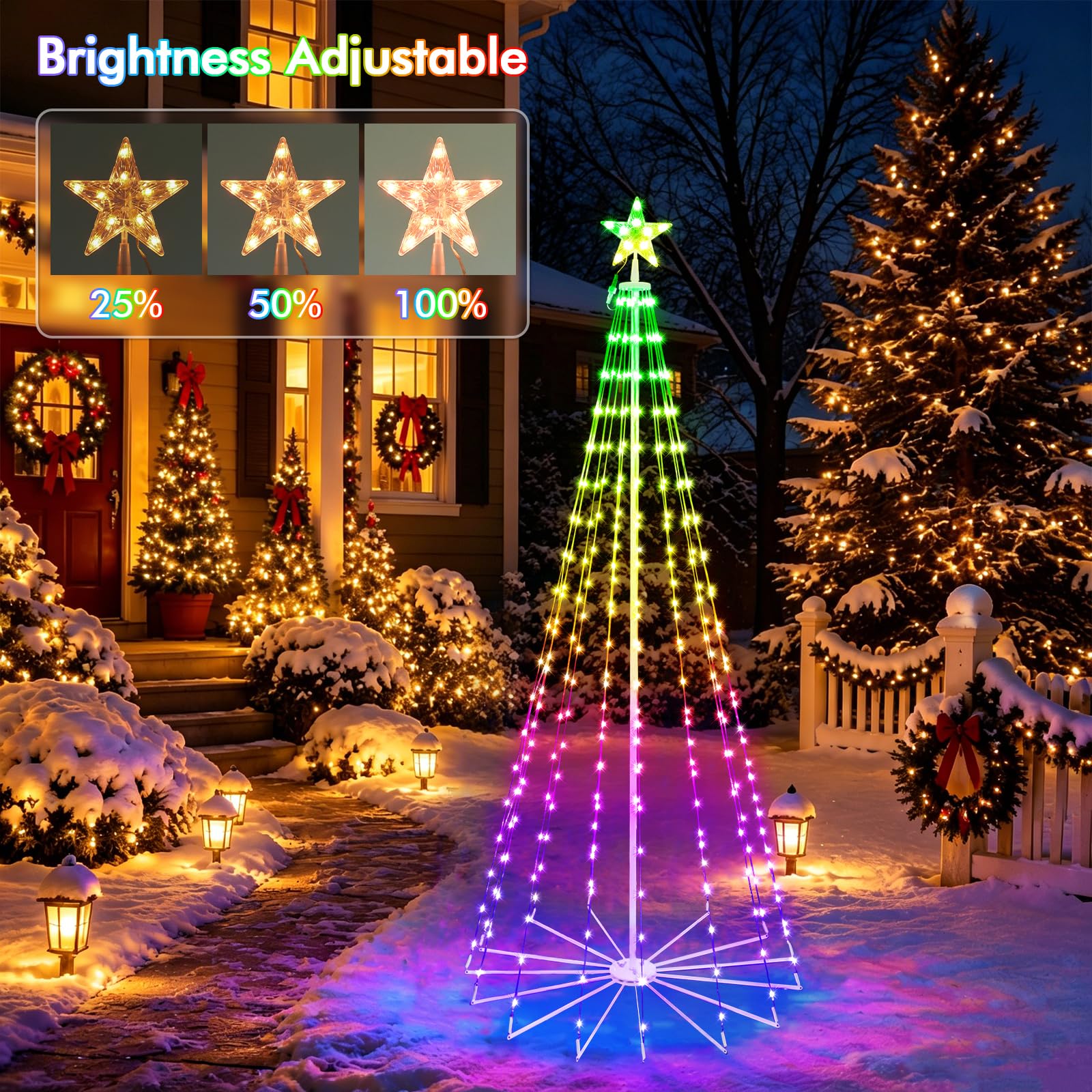HOLILLUMA nighttime display with multicolor effects creating vivid holiday atmosphere