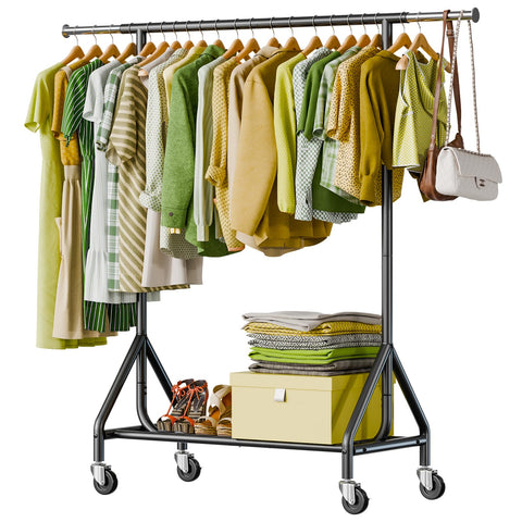 Holiwei front view full rack showing sturdy frame and large hanging capacity