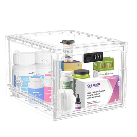 HOLYHY front view clear lock box shows organization benefit