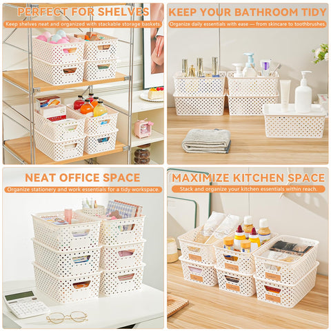 Homaigie bins holding craft supplies in a craft room for organized workstations