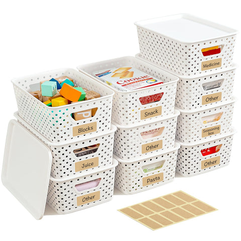 Homaigie front view of 10-pack storage bins showing organized set and neat storage