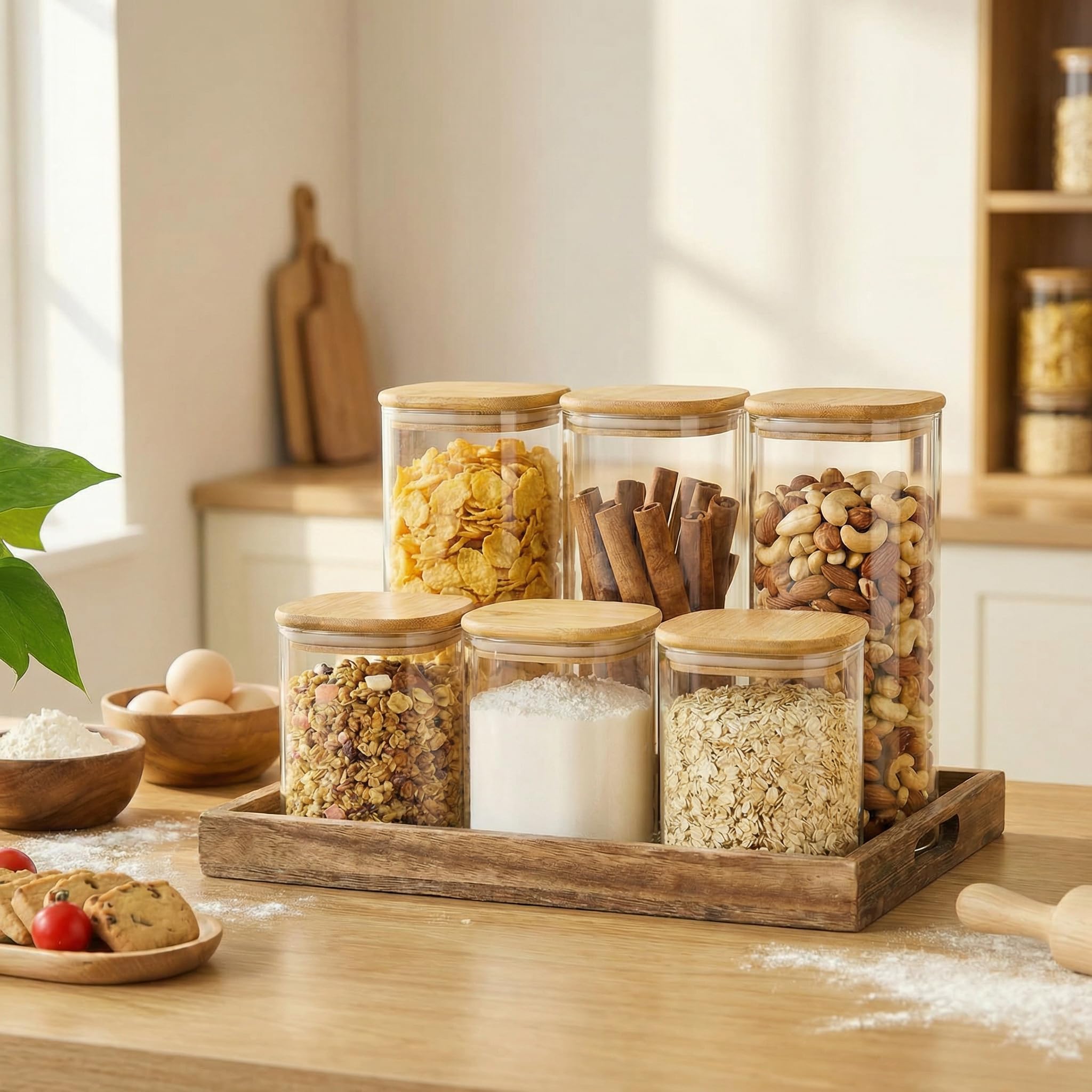 HomArtist close-up of bamboo lid seal ensuring airtight storage benefit