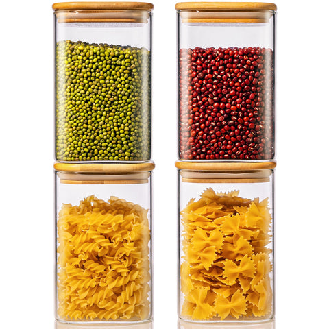 HomArtist front view of four glass containers showing neat pantry benefit