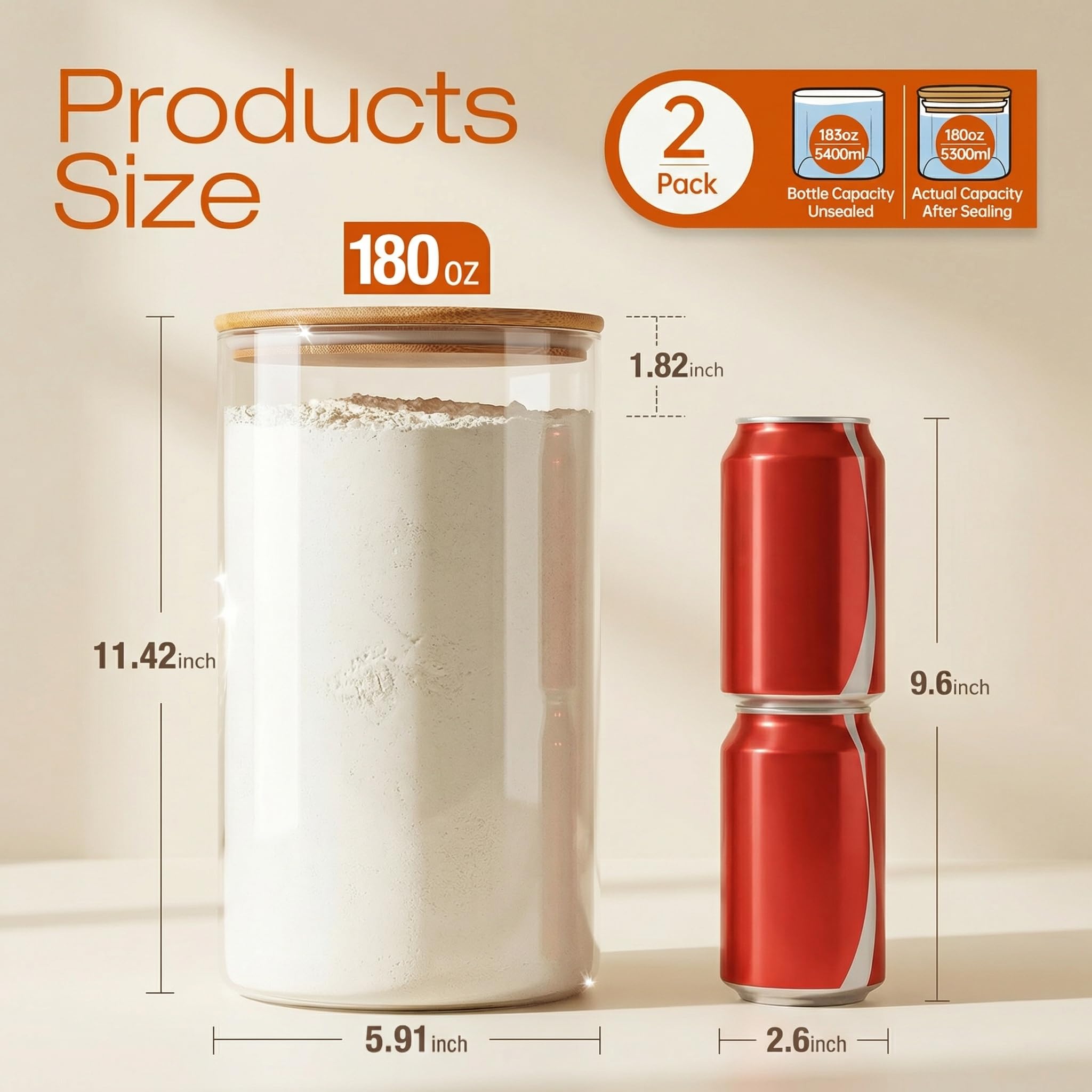 HomArtist jar filled with spaghetti pasta demonstrating large capacity