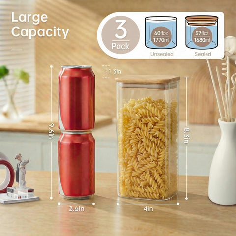 HomArtist side profile of square glass canister highlighting thick walls and stable shape