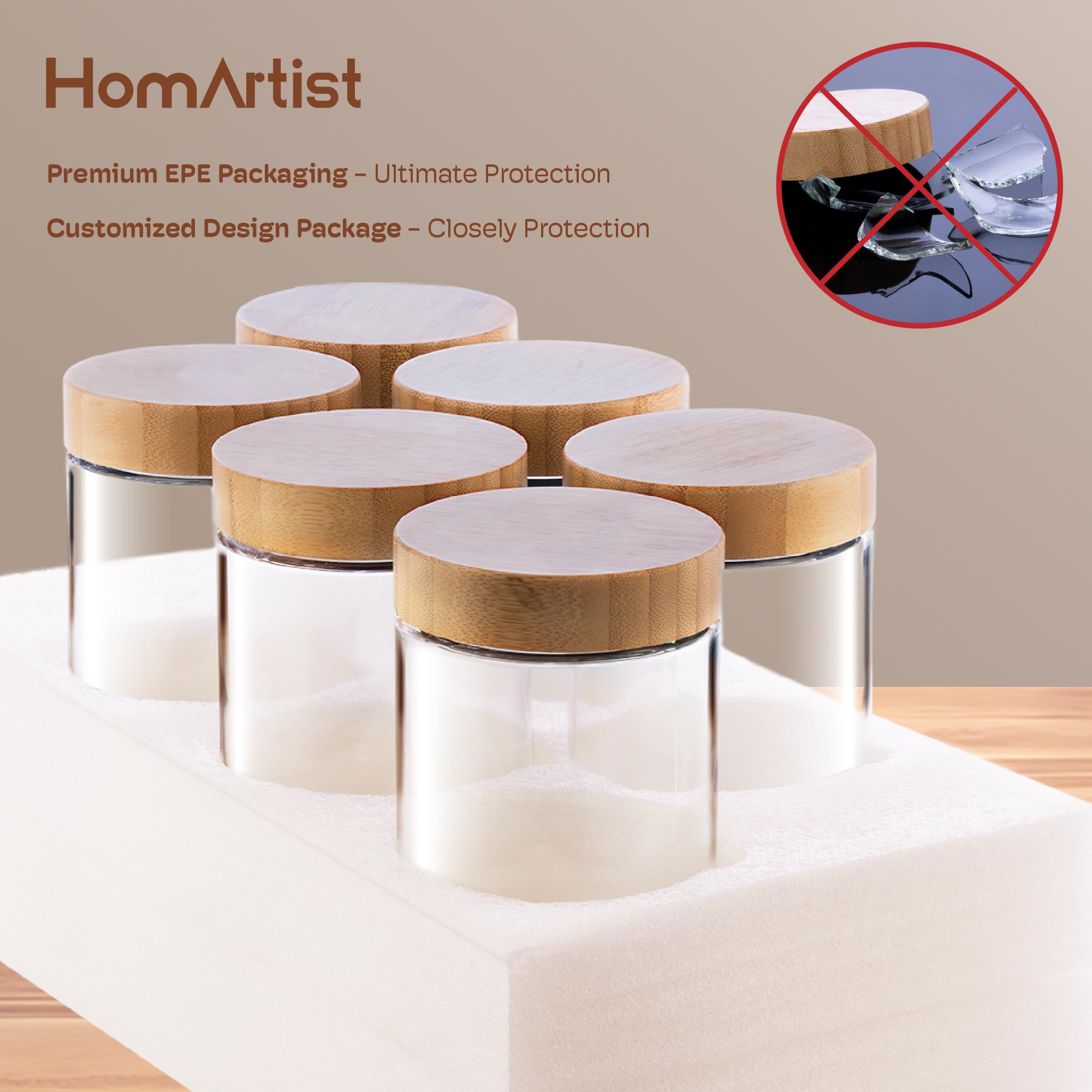 HomArtist thick glass close-up showing durability and no-leach benefit