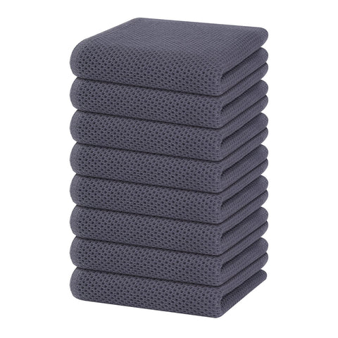 Homaxy front pack view showing eight dark grey towels and clear packaging benefit clarity