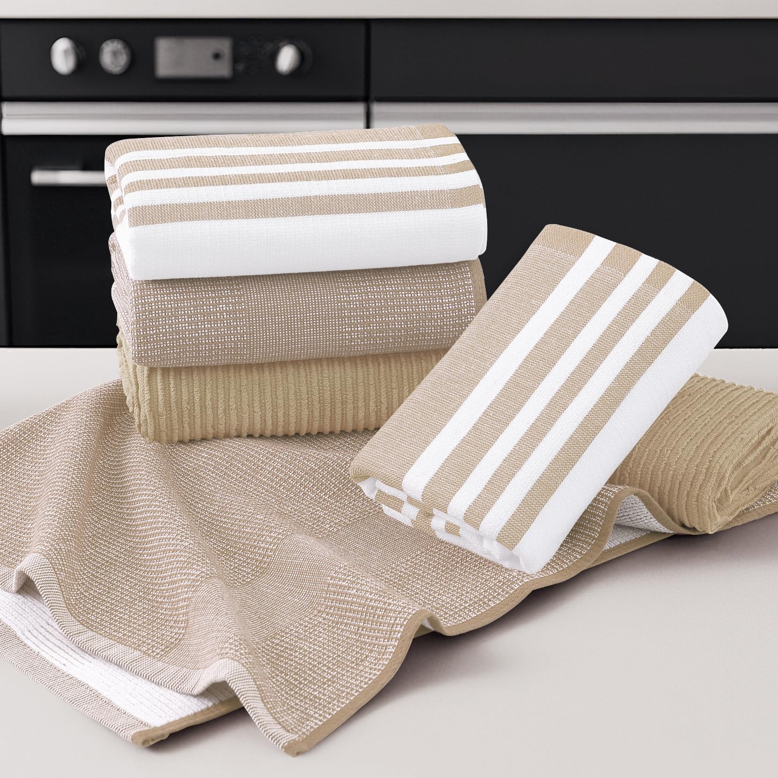Homaxy towel in use drying dishes showing fast absorbency and convenience
