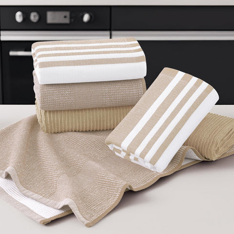 Homaxy towel in use drying dishes showing fast absorbency and convenience