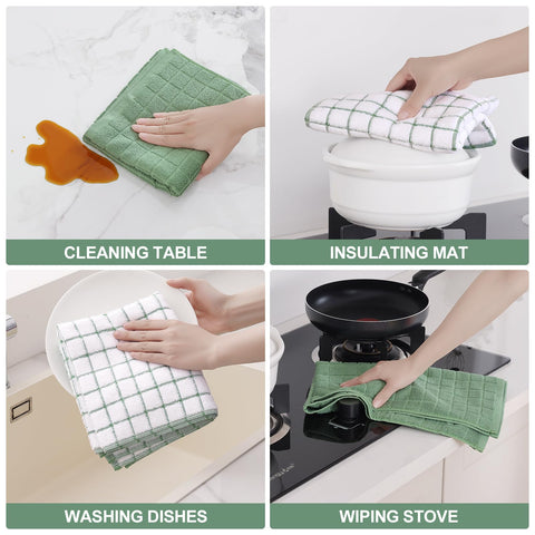 Homaxy towel in use drying dishes illustrating quick absorption and streak-free benefit