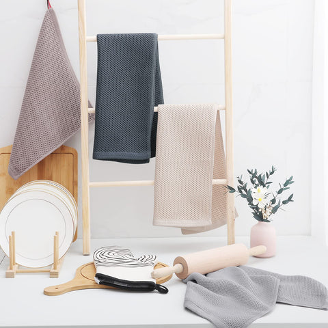 Homaxy towel draped on sink edge absorbing dishwater for streak-free drying