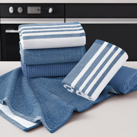 Homaxy towel in use drying dishes to show practical absorbency