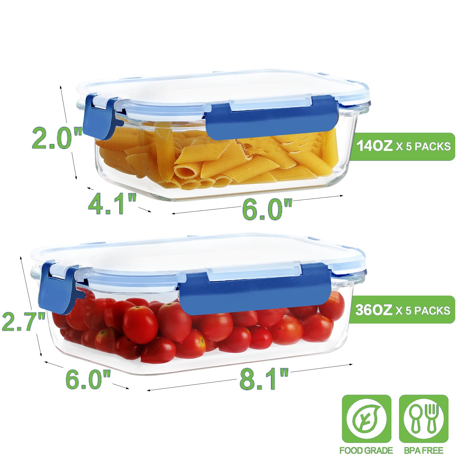 HOMBERKING 36oz glass container close-up showing durable borosilicate and clarity