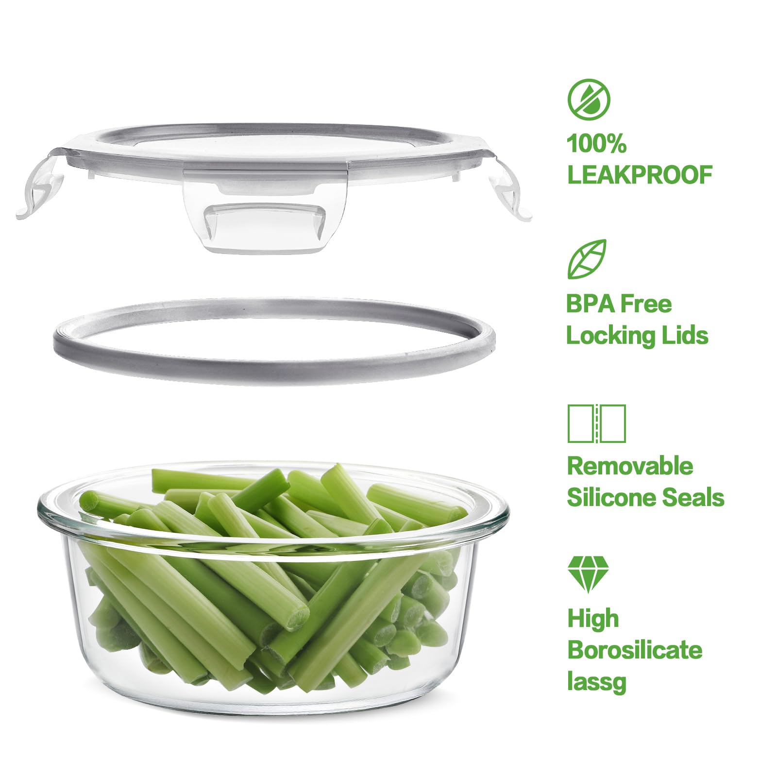HOMBERKING close-up of snap-lock lid and silicone seal for leak prevention