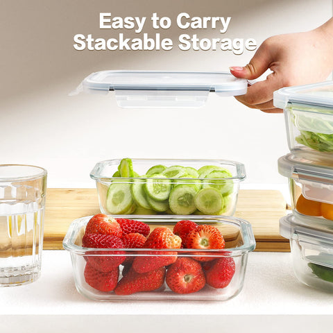 HOMBERKING stacked containers in fridge showing space-saving organization and visibility