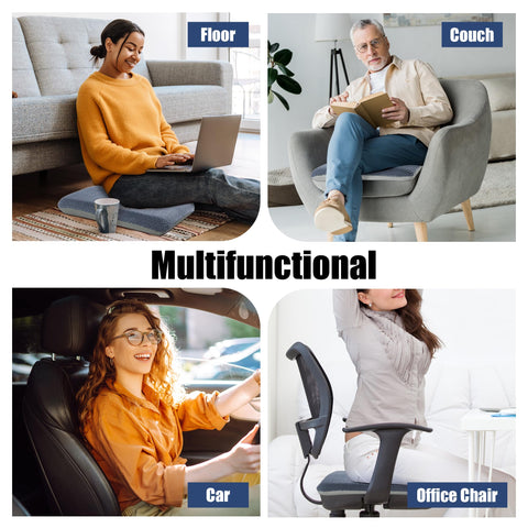 HOMBYS cushion on car seat showing added height and stable comfort