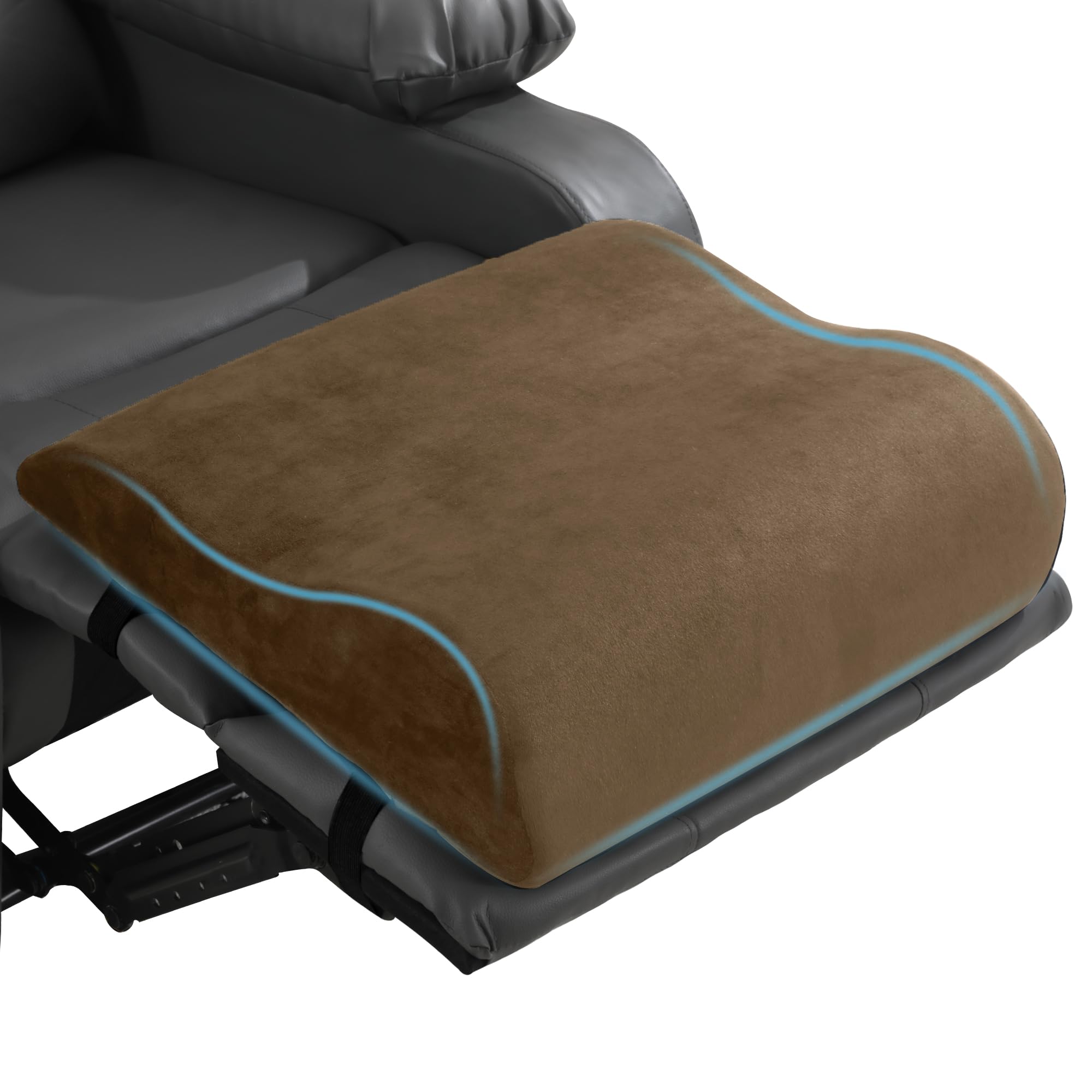 HOMBYS front view of coffee-colored leg pillow showing overall shape and size benefit