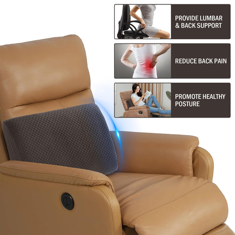 HOMBYS lumbar pillow in use on recliner offering improved comfort