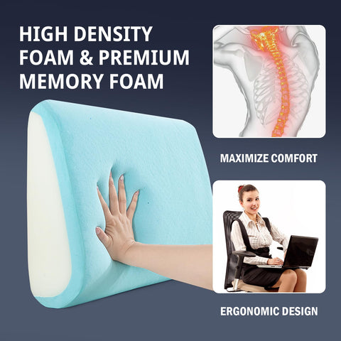 HOMBYS lumbar pillow attached to recliner demonstrating stable support