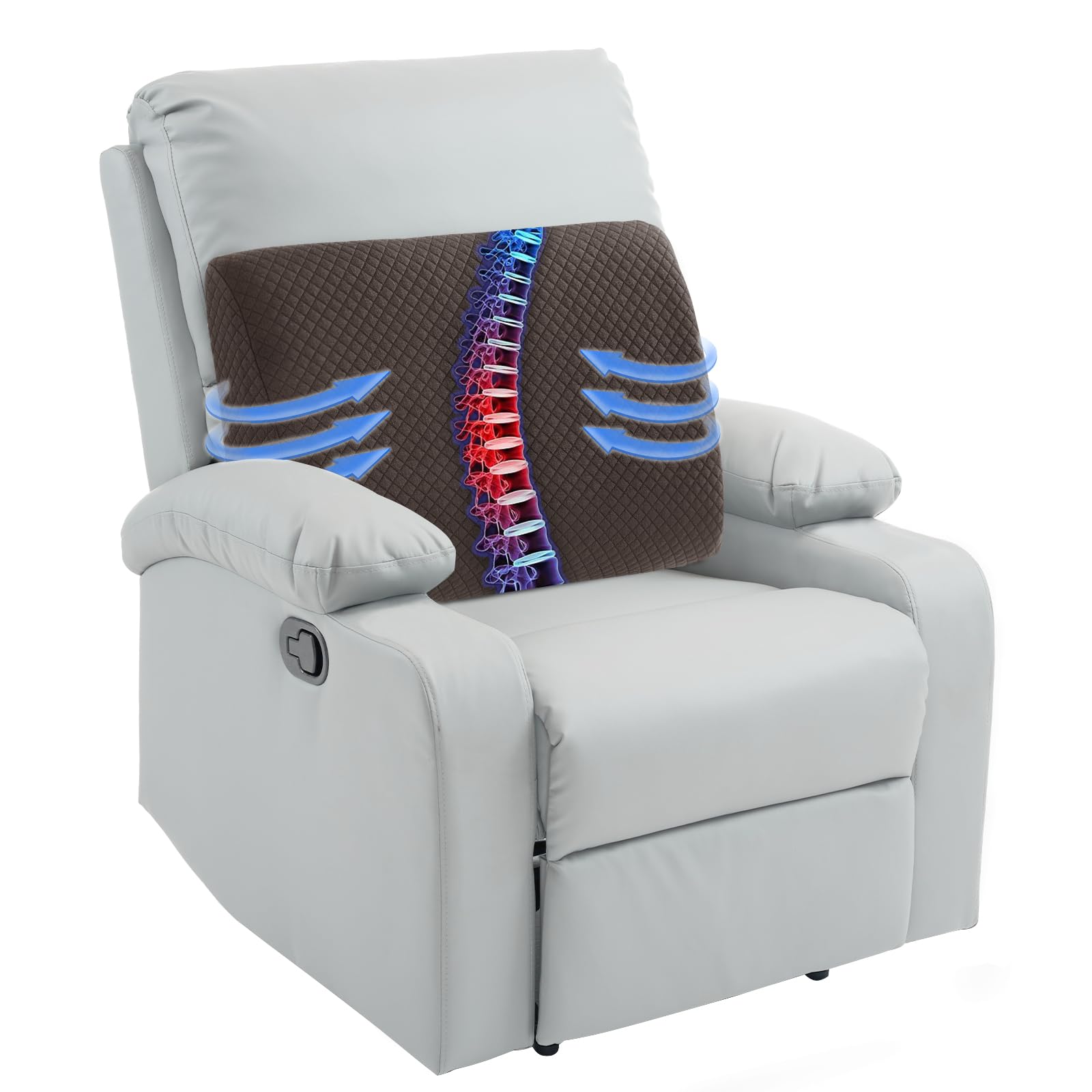 HOMBYS lumbar pillow front view showing full coverage and support