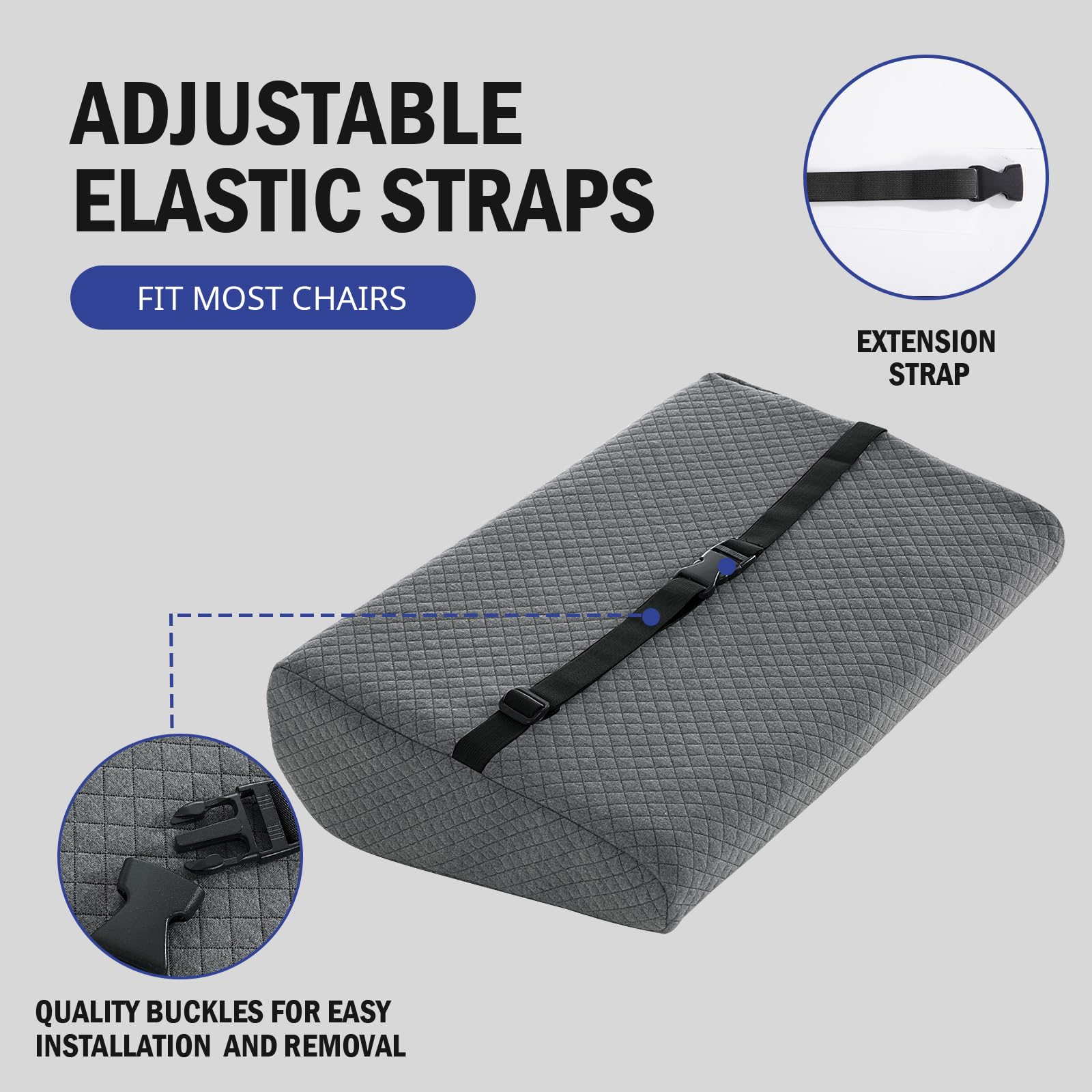 HOMBYS adjustable strap and buckle fastening securely to chair