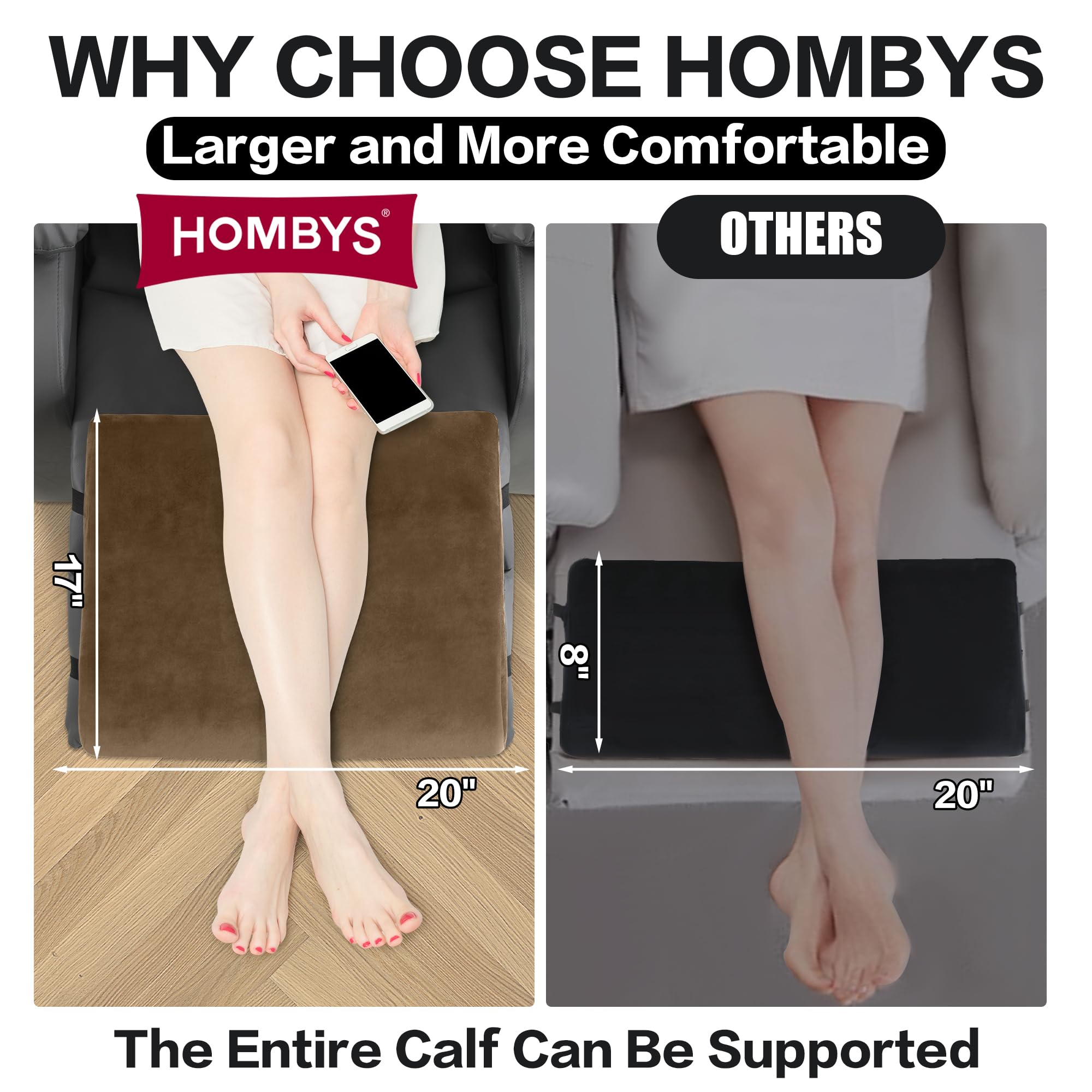 HOMBYS detailed shot of two adjustable straps securing pillow to furniture