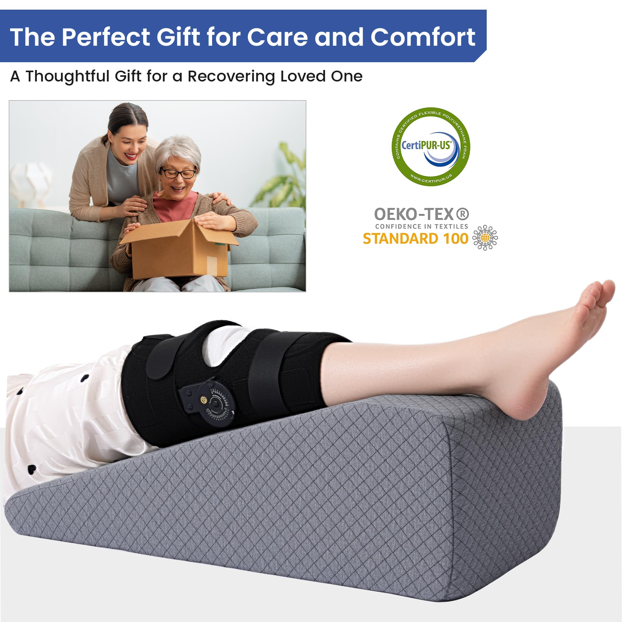 HOMBYS wedge on bed in home setting for recovery comfort