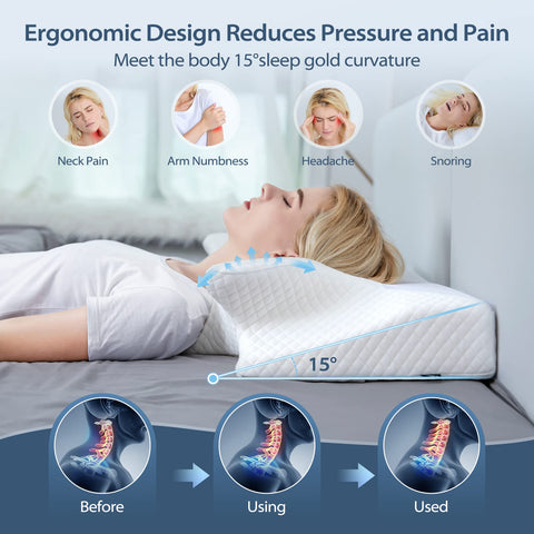 HOMCA cervical pillow profile showing two height levels for customized alignment