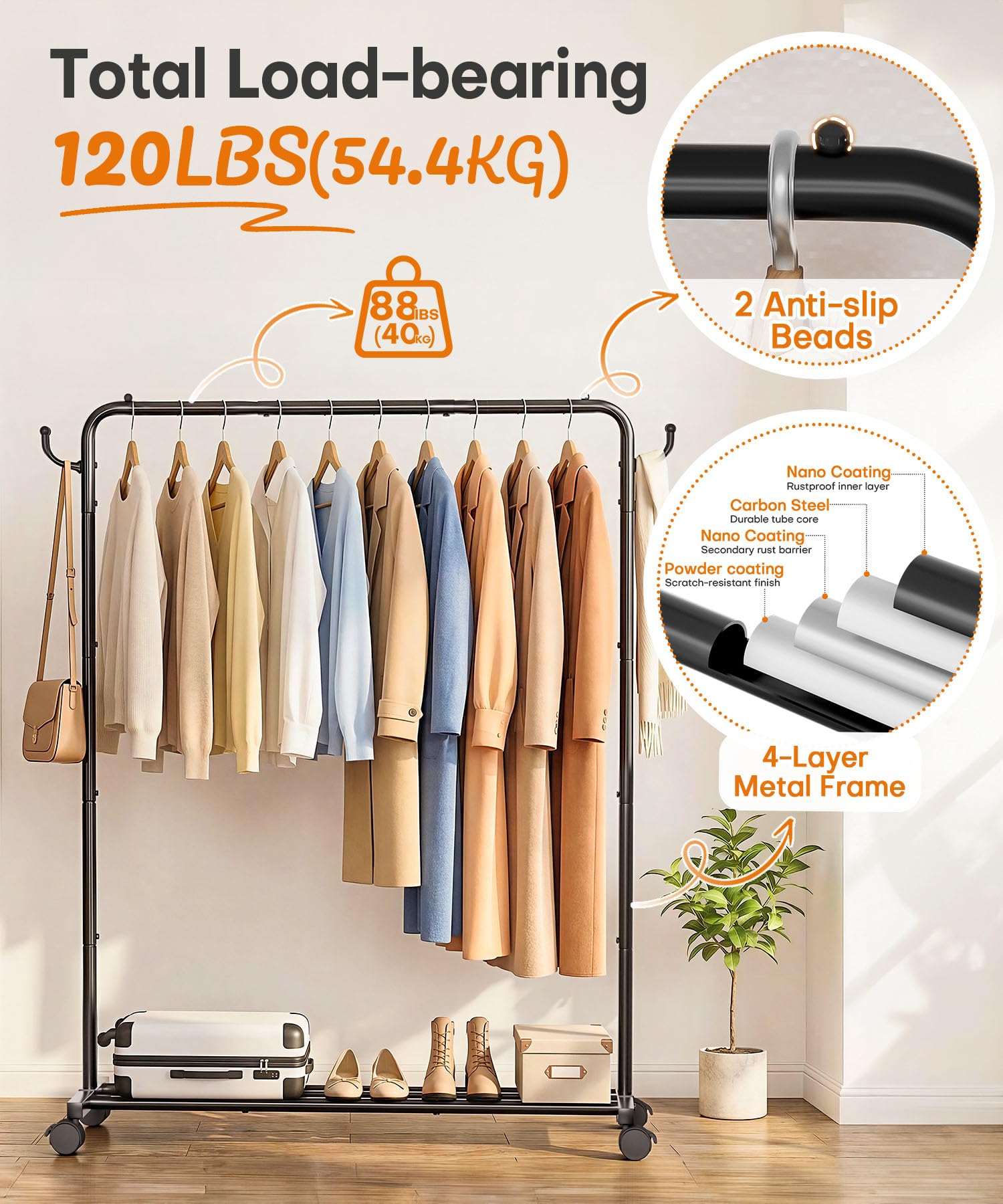 Homde rack fitting through doorway illustrating compact portability