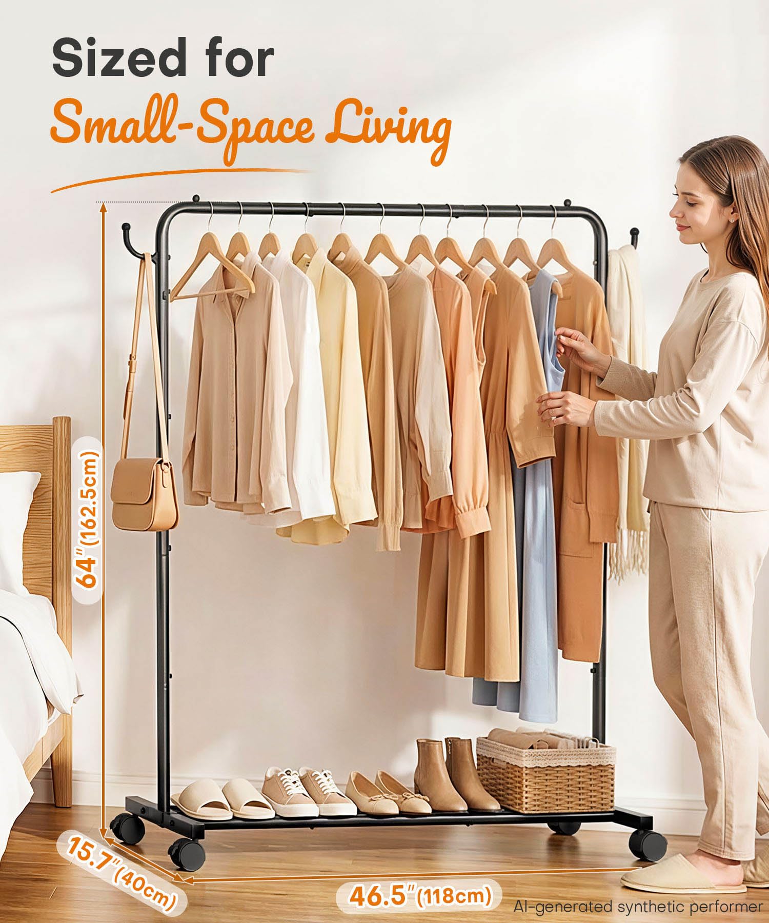 Homde double-bar base loaded with shoes for organized storage