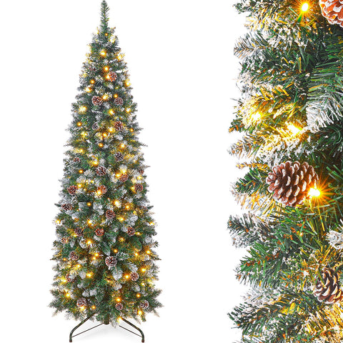 Homde pencil tree front view showing slim profile and full lights benefit