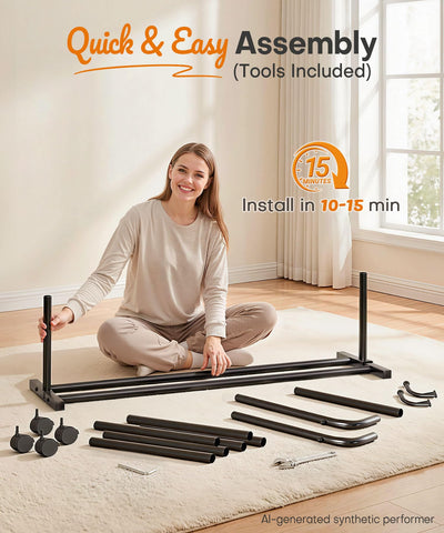 Homde garment rack used in storefront to display apparel neatly