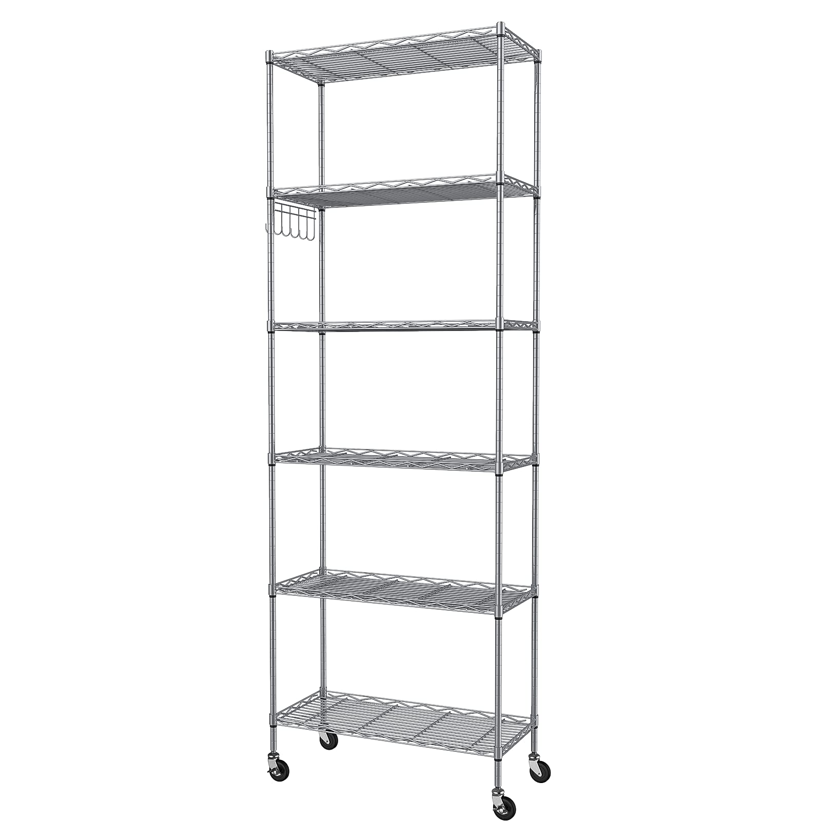 Homdox front view of 6-tier shelf showing ample organized storage benefit