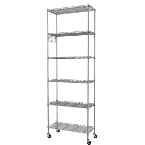 Homdox front view of 6-tier shelf showing ample organized storage benefit