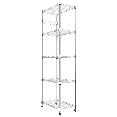 Homdox front view of chrome shelving showing organized storage and space-saving benefit