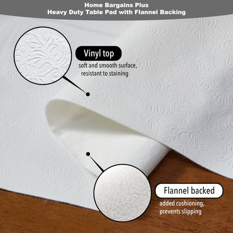 Home Bargains Plus flannel backing detail showing nonslip grip on tabletop
