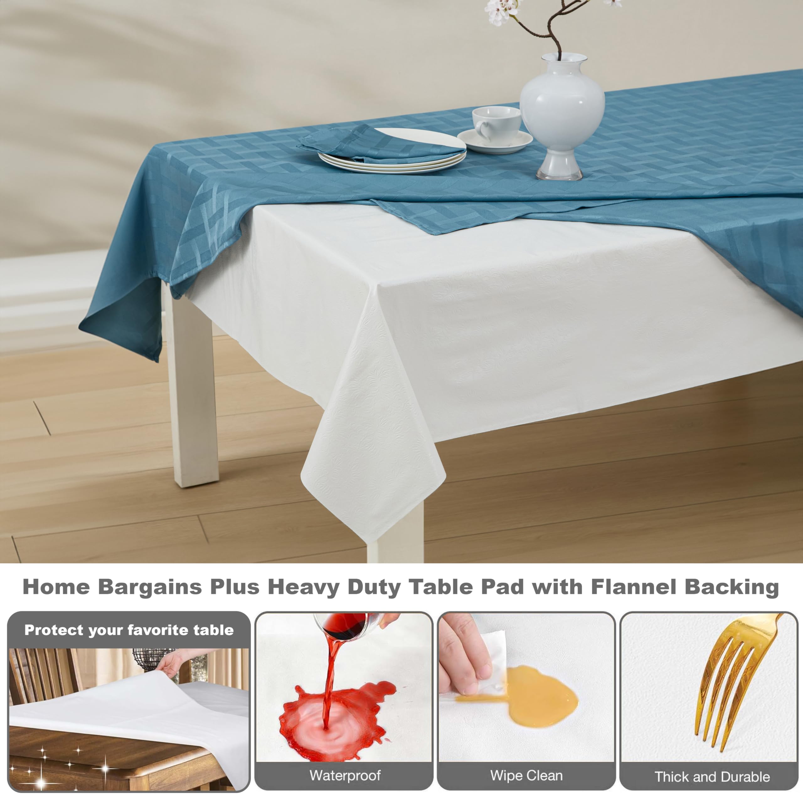 Home Bargains Plus pad on dining table protecting against spills and scratches