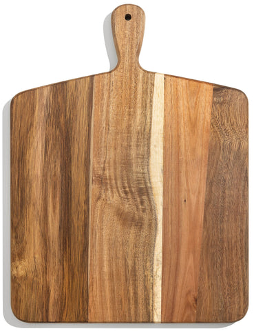Home Beets acacia board front view showcasing durable cutting surface and handle