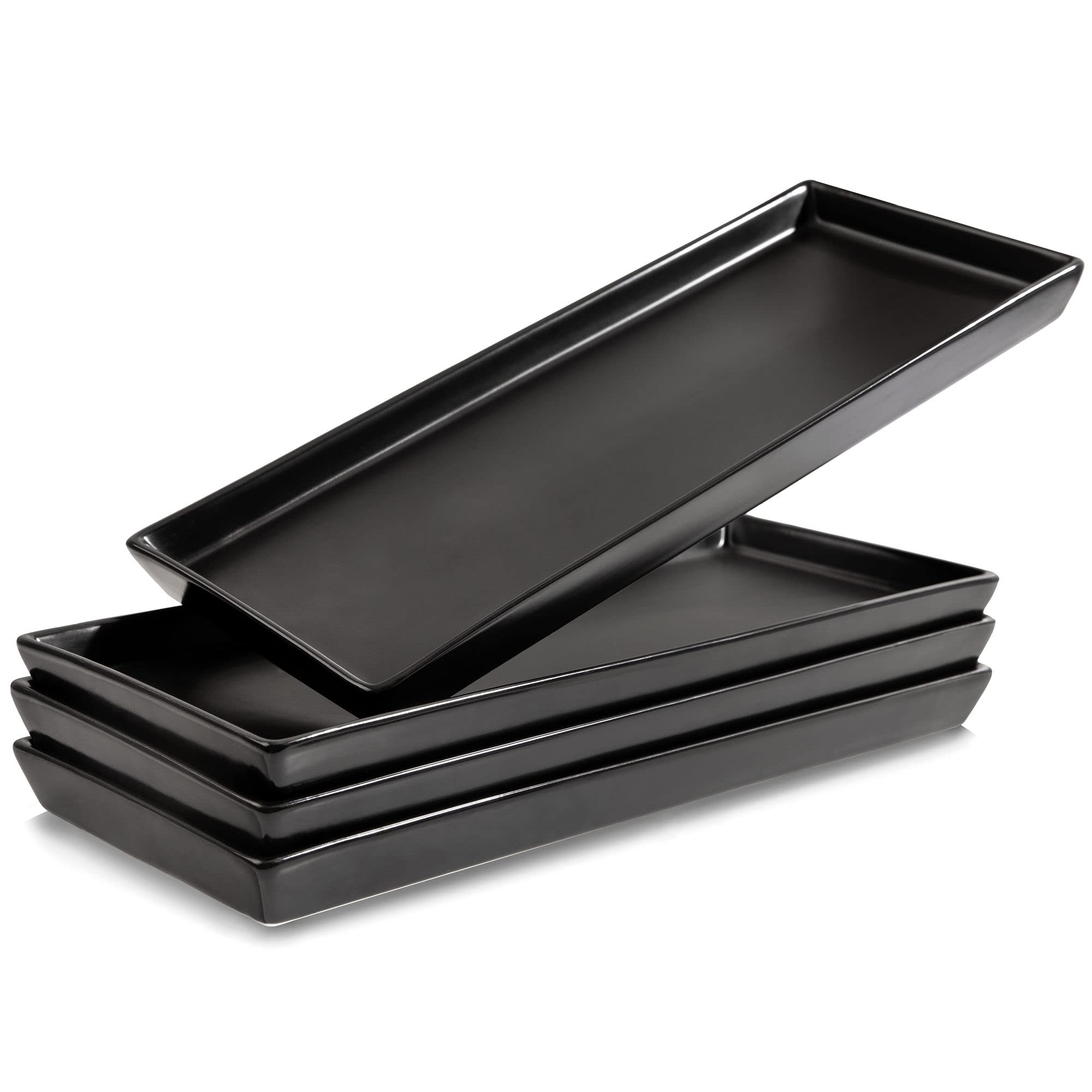 Home Beets front view of four matte black platters highlighting clean presentation