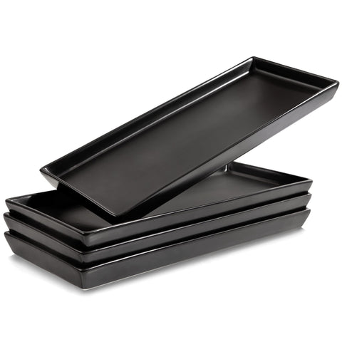 Home Beets front view of four matte black platters highlighting clean presentation
