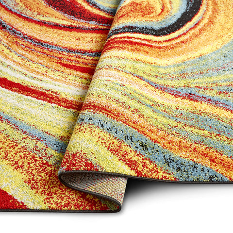 Home Dynamix Splash rug in living room adding colorful, durable floor coverage