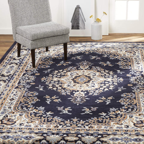 Home Dynamix rug front view showing medallion and balanced color scheme benefit: focal point