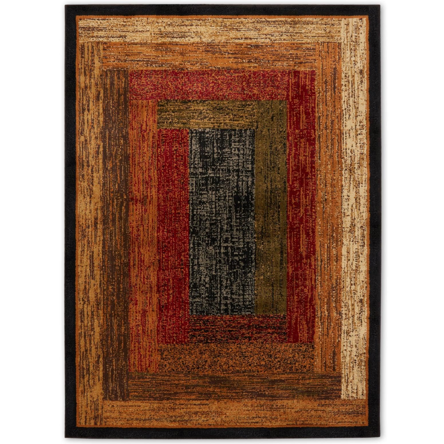 Home Dynamix Vega front view showing geometric black brown red design and durable finish