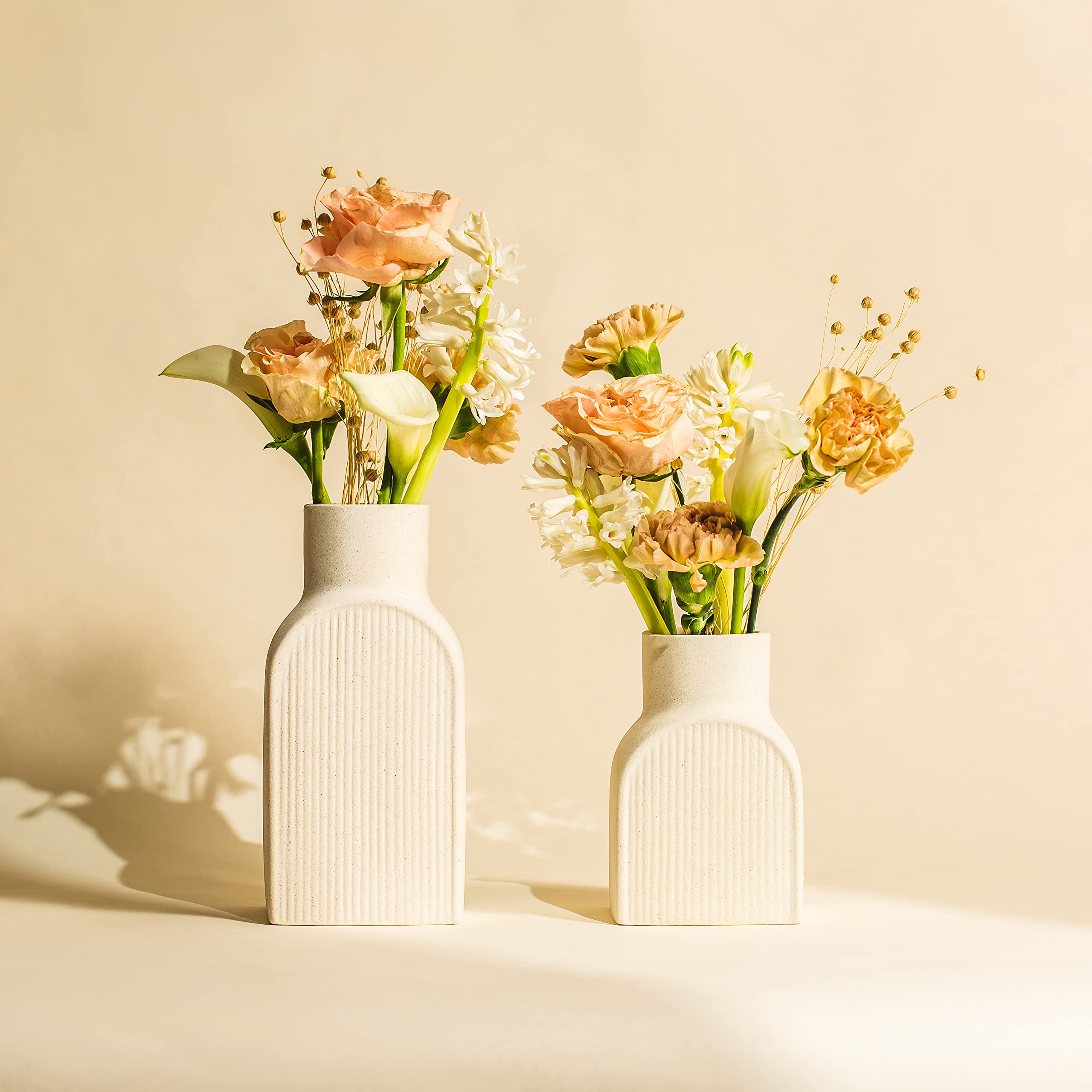 Home Habitat vases styled with dried pampas grass showing natural coastal decor appeal