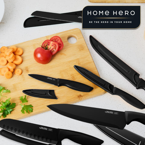 Home Hero knives next to ruler for clear size and scale reference