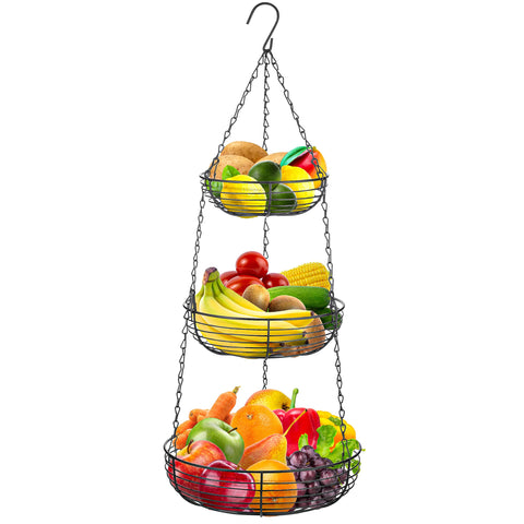 Home Intuition front view of hanging basket showing neat storage benefit